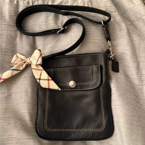 Vintage Coach Black Leather Adjustable Crossbody Bag